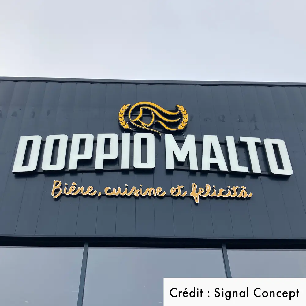 Signal Concept a réalisé l'enseigne Doppio Malto avec des modules LED COB 17